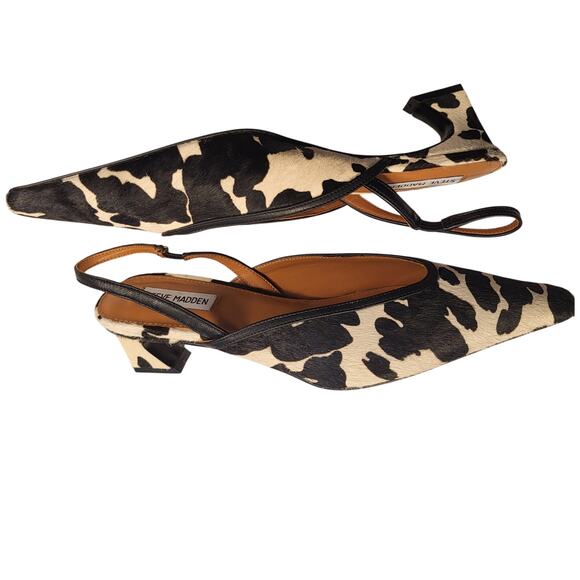 NEW Steve Madden Haleigh slingback pump in black/white calf hair size 10 - Picture 4 of 8